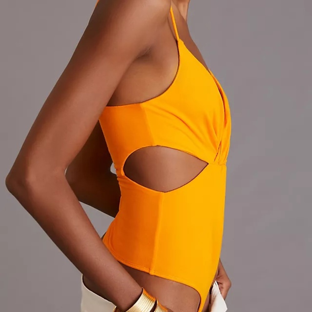 Astr Orange Twist-Front Bodysuit View 2